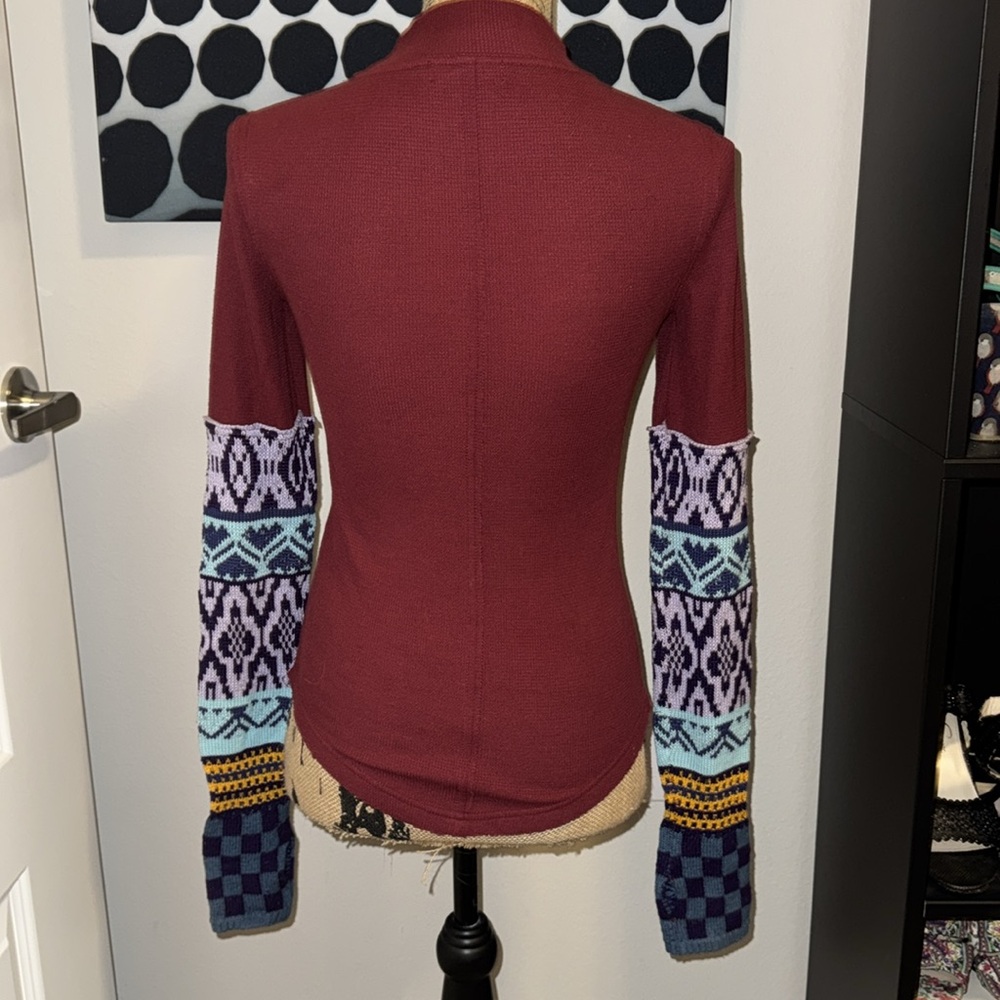 Free People Gorgeous Thermal Burgandy X-Small - Picture 3 of 8